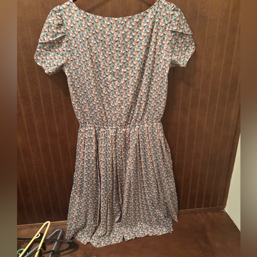 ANTONIO MELANI Floral Midi Dress in Blue and White